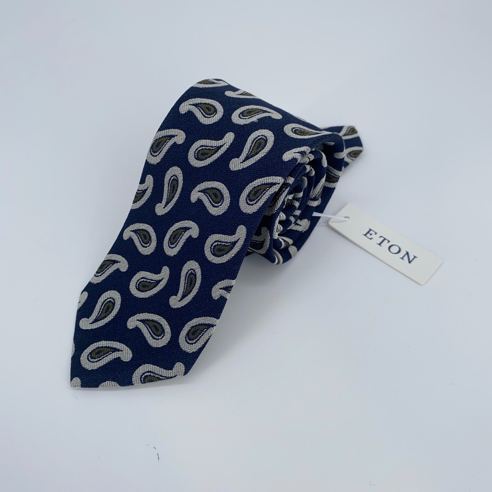 Eton Tie Mens One Size Multi Paisley Silk Classic Luxury Necktie‎ Italy Made NWT